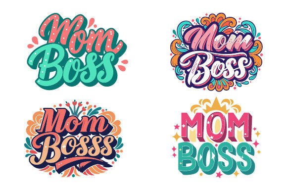 Mom Boss Typography: Graphics for T-Shirt Designs
