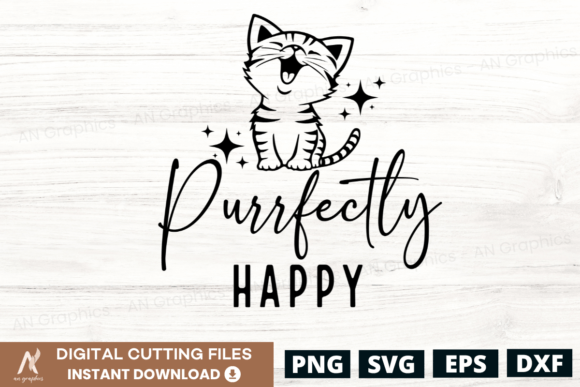Purrfectly Happy SVG: Graphics for T-Shirt Designs